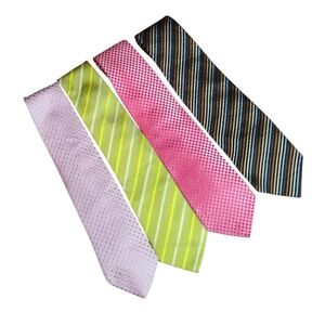 Jon VanDyk Holland LOT OF 4 Differently Colored and Patterned Neckties 58"-62"‎